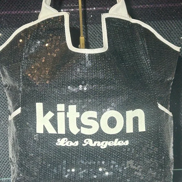 Kitson Los Angeles Black Sequin Tote Bag 22” x 19” x 3” NWOT - Picture 3 of 16